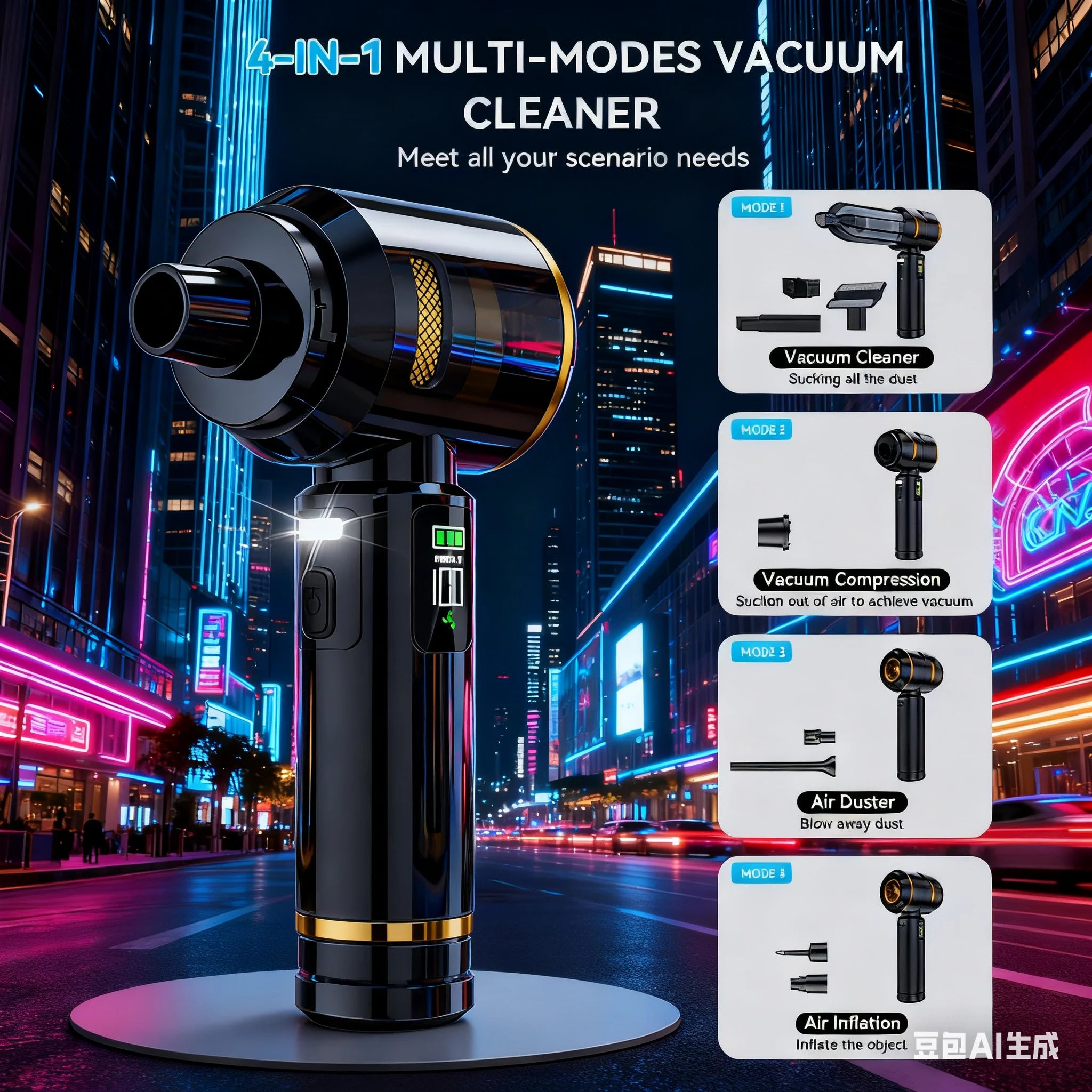 Portable Handheld Car Vacuum Wireless Suction Blower Duster Built-in LED Light Brushless Motor For Auto Household Cleaning