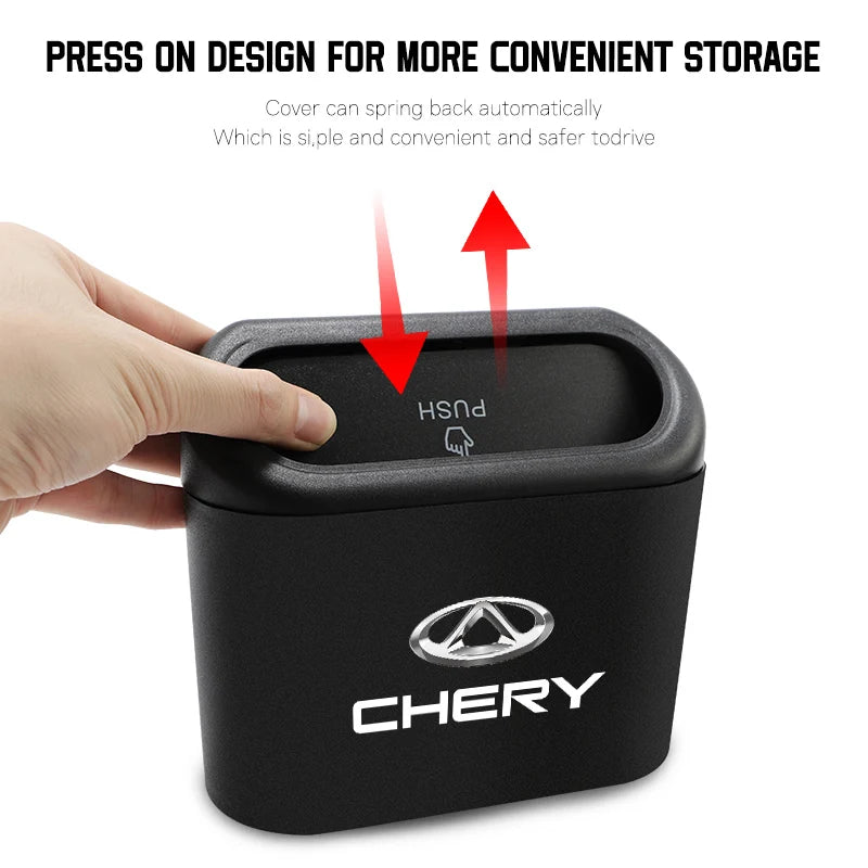 For Chery Tiggo 7 Pro 4 3 Fulwin 2 Arrizo 6 QQ 5x 5 8 T11 3 5 Gx EQ7 E3 Am Car Portable Trash Can Auto Logo Sundries Storage Box