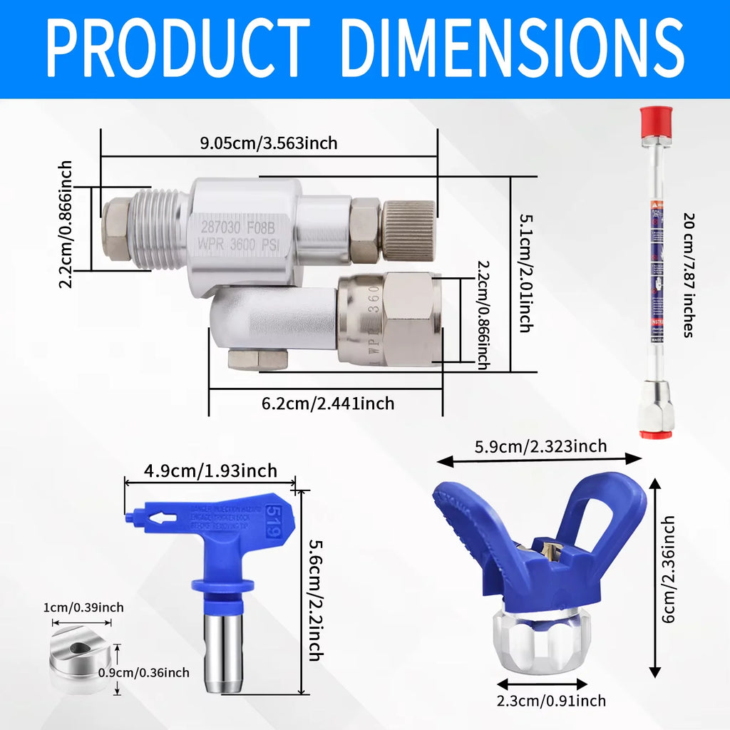 287030 CleanShot Shut-off Valve Airless Clean Shot Anti-Spitting Swivel Adaptor For 7/8 Inch Paint Spray Gun 6" Extensio