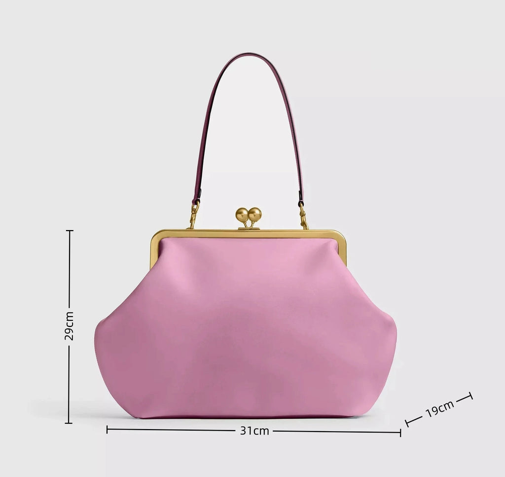 DONGSUO Women Kisslock Frame Bag Oversized Design Under-the-Arm Pouch Clutch Purse Evening Dinner Party Bag 2026 Shoulder Bag