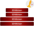 4Pcs Car Door Carbon Fiber Sill Scuff Plate Decoration Sticker For Volkswagen GTI Golf Caddy Passat CC Lavida Sagitar Scirocco