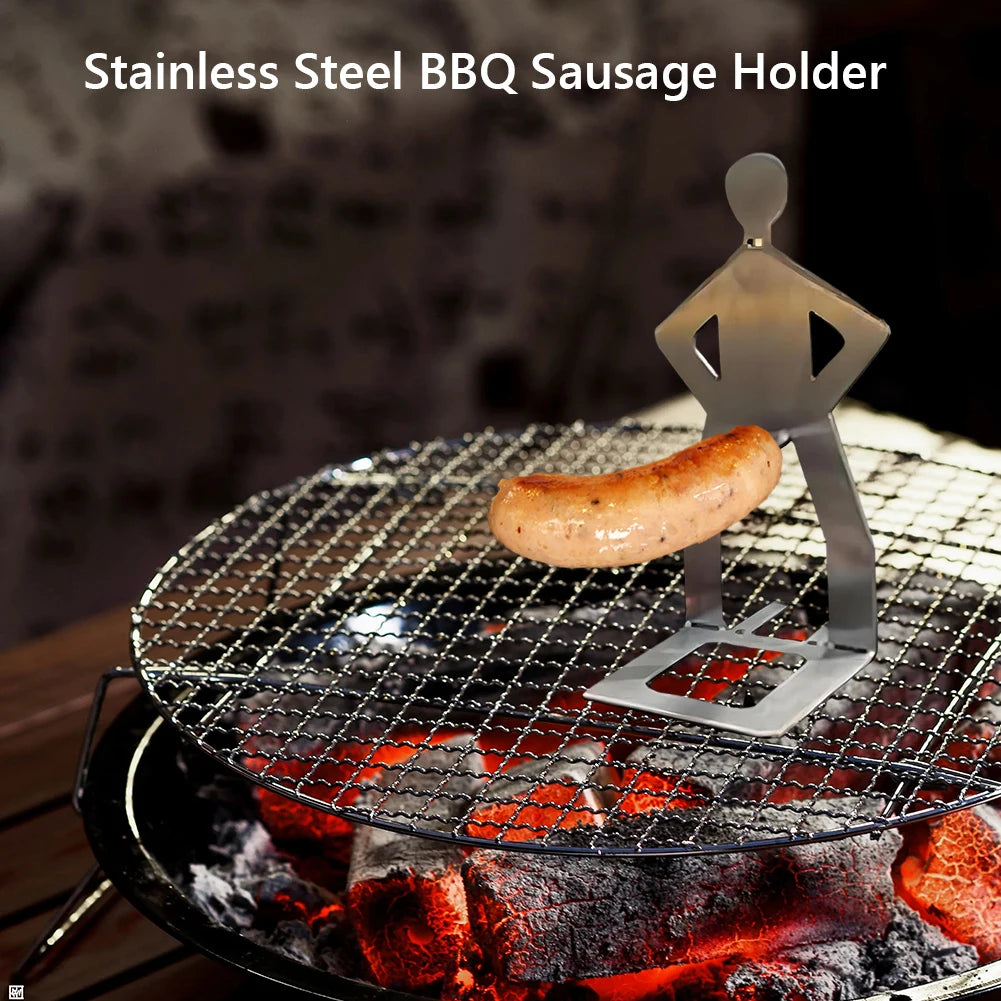 1-5PCS BBQ Sausage Holder Stainless Steel Sausage Roaster Reusable Hot Dog Grill for Outdoor Camping Novelty Party Camping Gifts