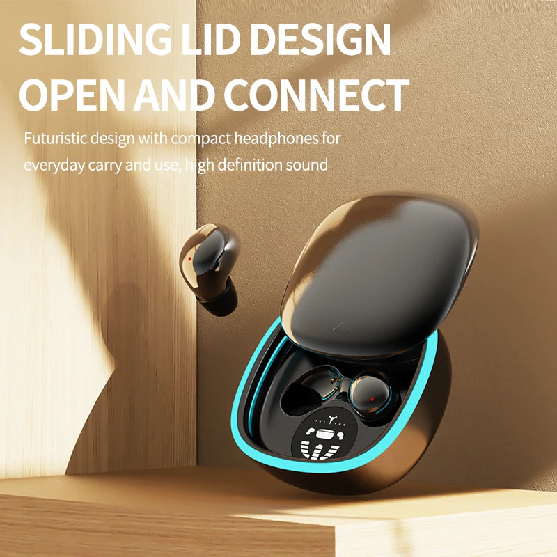 Bluetooth Wireless Earbuds, Noise Cancelling, LED Display, Ultra-Thin Mini Design for Sleeping, Long Battery Life