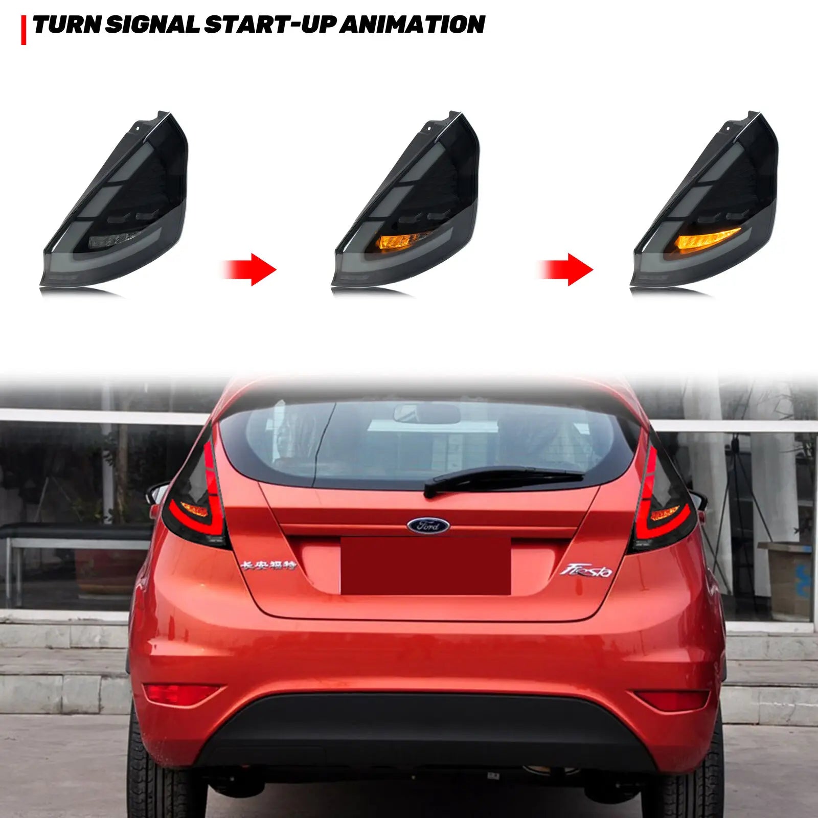 LED Tail Lights for Ford Fiesta MK7 MK7.5 V 2008-2020 Start-up Animation Sequential Turn Signal Rear Lamps Assembly