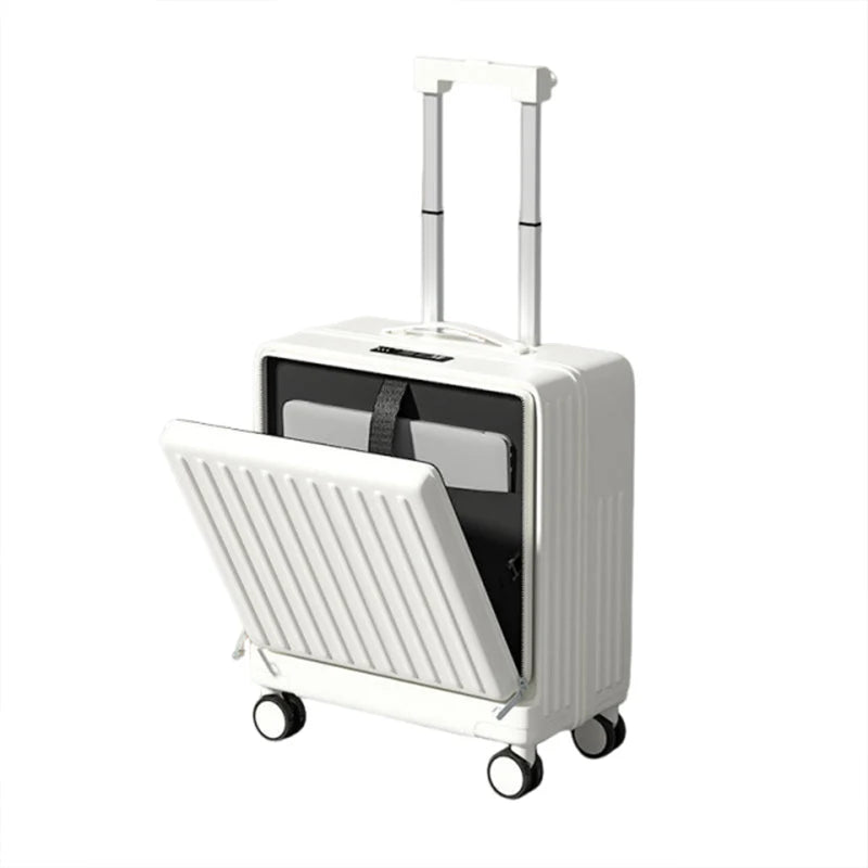 Small Suitcase 2026 Aluminium Frame Front Opening 16–20 inch Cabin Luggage Business Travel Trolley Suitcase for Men and Women