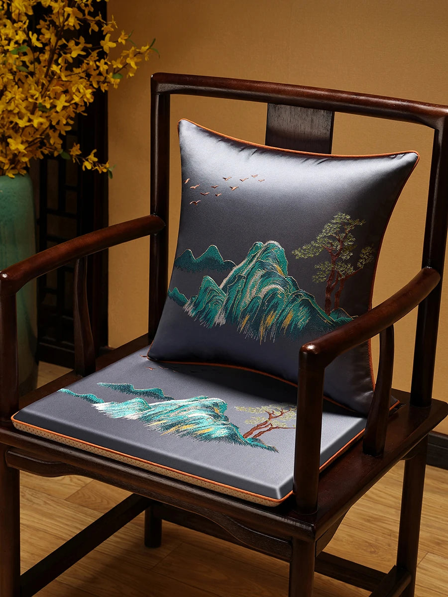 New Chinese-style Foam Chair Cushions Rosewood Sofa Cushion Cover Home Sponge Seat Cushions Embroidered Anti-slip Chair Cushions