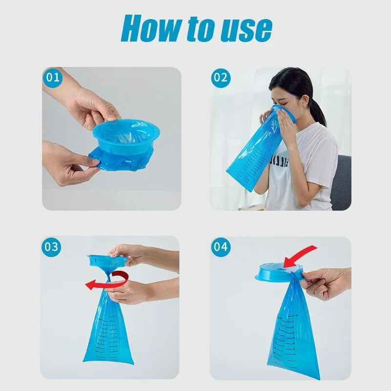 Disposable Vomit Bags 1000ml, 5/10/20 Pack Travel Motion Sickness Nausea Cleaning Bag, HDPE PE Eco-Friendly Plastic Car