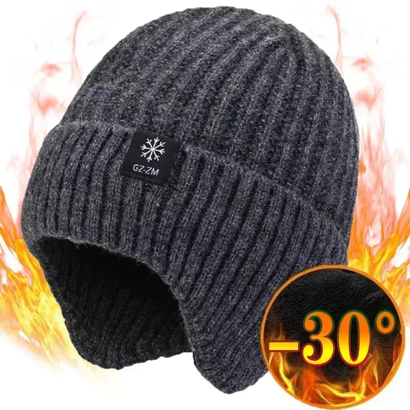 Middle Aged and Elderly Men's Winter Warm and Windproof Ear Protection Hat for The Elderly Winter Dad Grandpa Knitted Woolen Hat