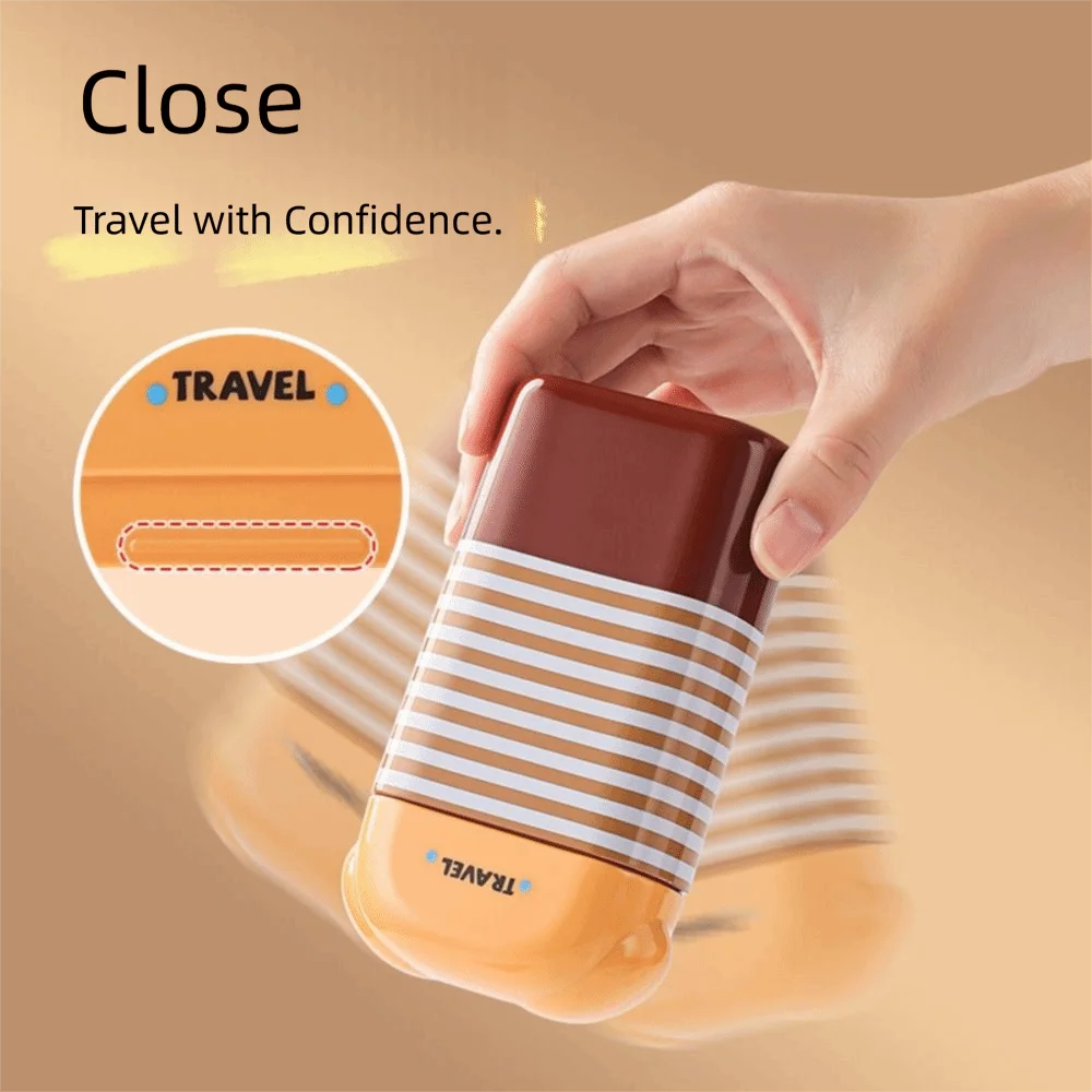 2-IN-1 Travel Toothbrush Set Foldable Portable Toothpaste Tube Storage Box Soft Bristled Mini Folding Toothbrush Dispenser
