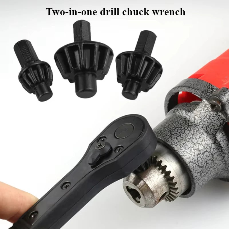 Electric Drill Special Chuck Key Wrench Labor-saving 2-in-1 Ratchet Quick Disassembly Three-jaw Key Handgun Drill Accessories