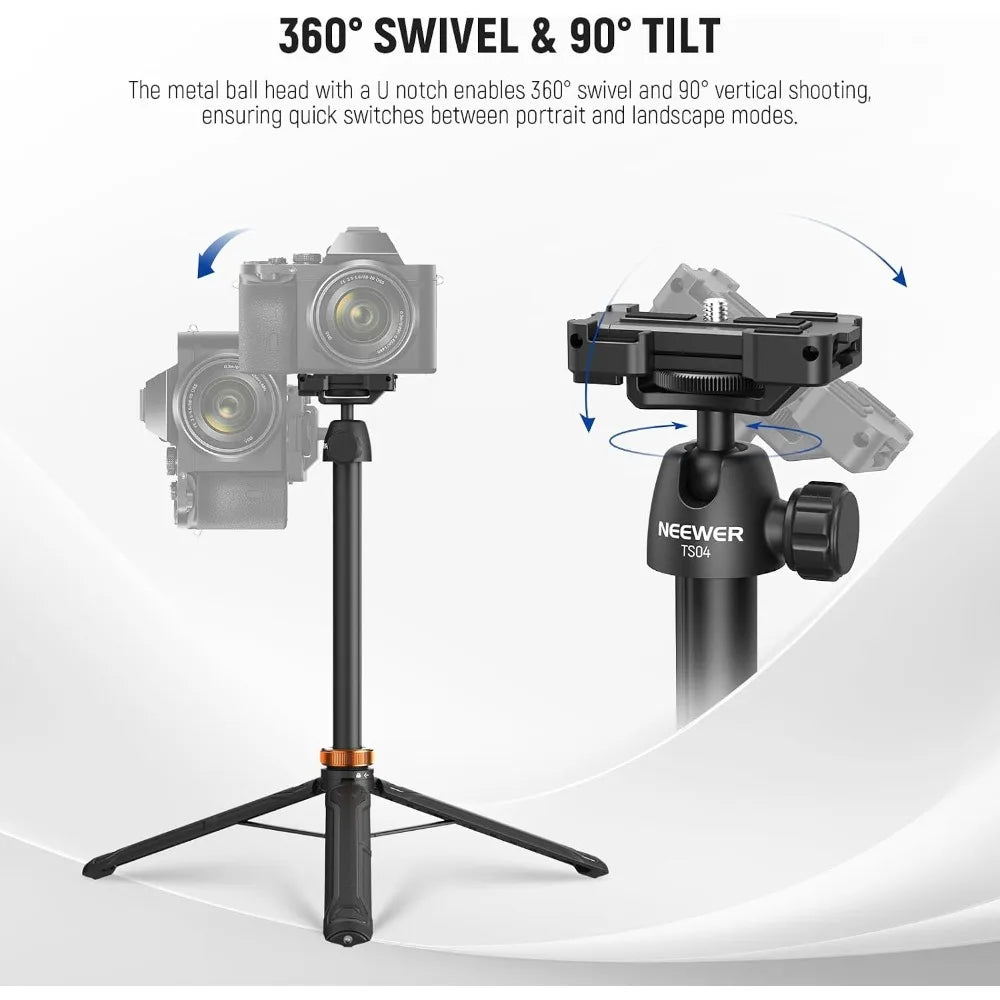 59" Selfie Stick Tripod for Phone & Camera, Portable Aluminum Travel Tripod for Video Recording, TS04