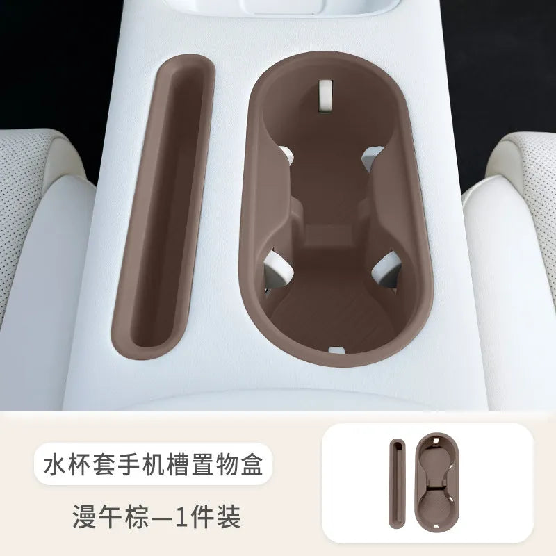 For 2026 GWM ORA 5 Dawn White Armrest Storage Box Under Console Organizer Cup Holder Phone Slot Storage Tray Interior Accessory