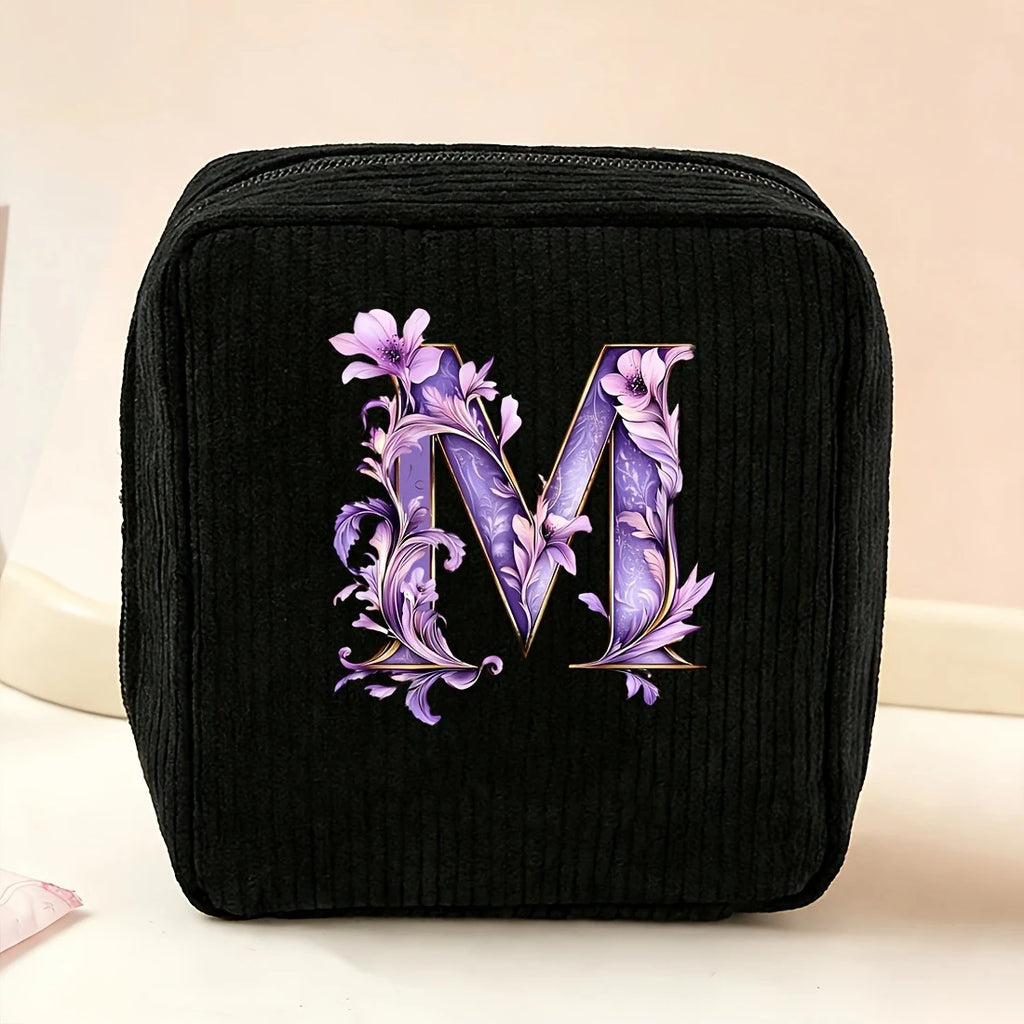 New Fashionable Purple Letter-Patterned Sanitary Napkin Storage Bag, Multifunctional Portable Travel and Daily Storage Bag, Ideal Gift Choice for Girls