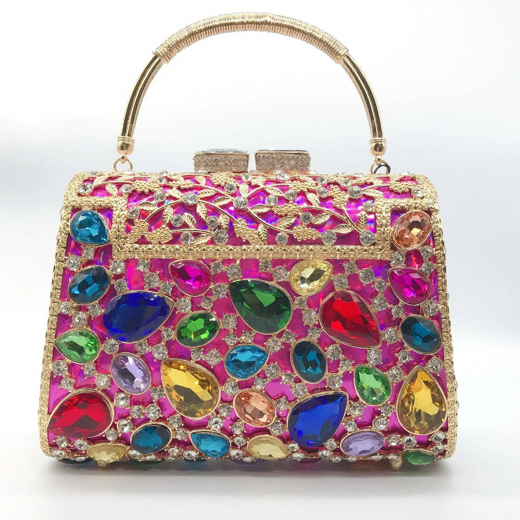Sparkling Party Bags Luxury Banquet Wedding Engagement Full Diamond Crystal Bag Girl Birthday Photo Clutch Bag Rhinestone Purse
