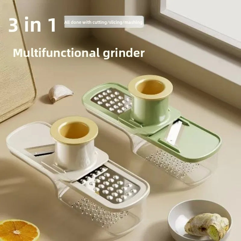 1Pcs 3-in-1 Multifunctional Manual Ginger and Garlic Grinder Home Kitchen Slicer All Grinder Kitchen Tools