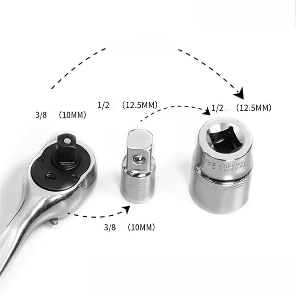 1/4" 3/8" 1/2" Ratchet Wrench Adapter Chrome Vanadium Steel Ratchet/Socket Extension/Conversion Kit for Automotive Maintenance