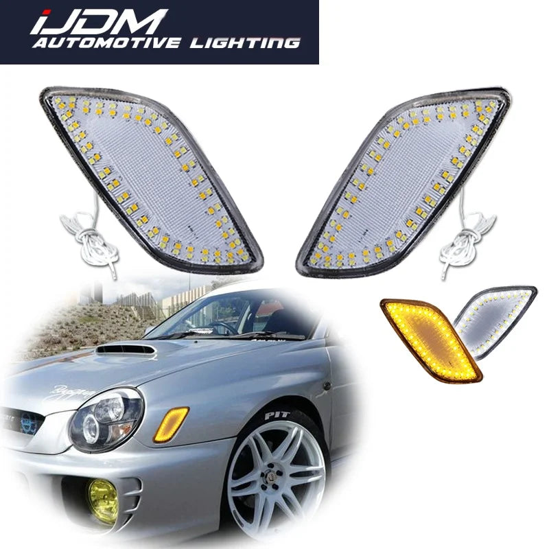 For Subaru Impreza RS TS WRX 2002 2003 Switchback Amber LED Front Side Marker Turn Signal Lights w/ White DRL Driving lights 12V