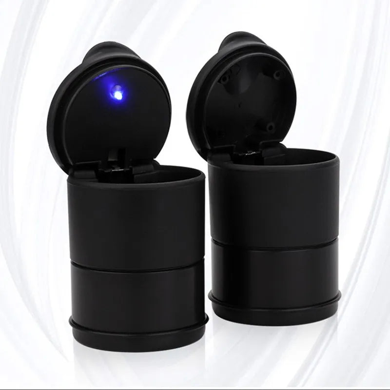 2PCS Car Portable Ashtray Holder Plastic Cup Flame Retardant Cigarette LED Ashtray Storage Case For Auto Home Smoking Accessory