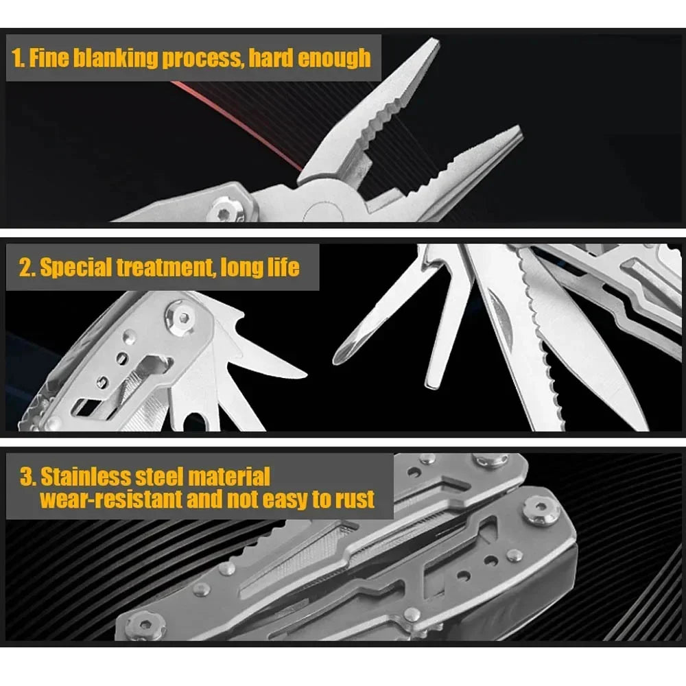 NEW Compact Stainless Steel Folding Multitool Pliers with Keychain Outdoor Camping Survival Tool for Hunting/Repair/Wire Cutting