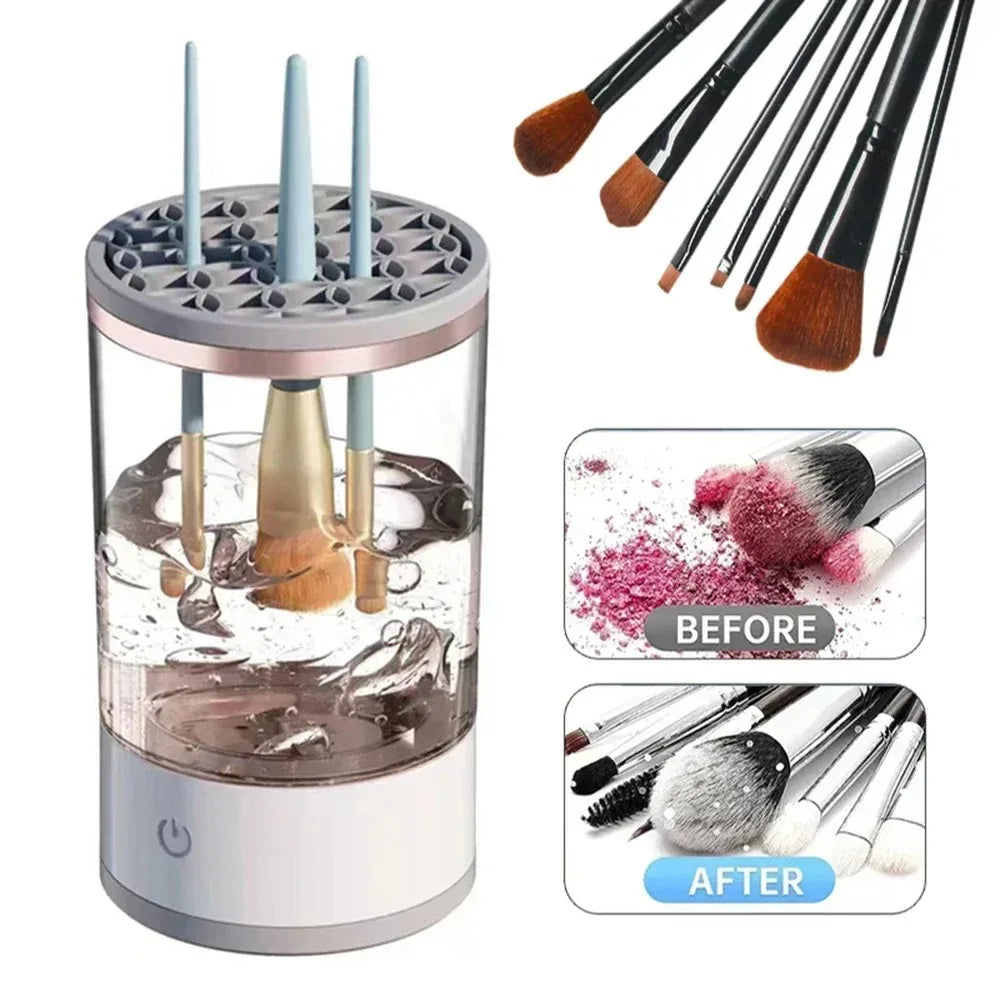 USB Electric 3 in 1 Portable Makeup Brush Cleaner with Drying Rack Quick Dry Lazy Cleaning Tool for Makeup Brushes