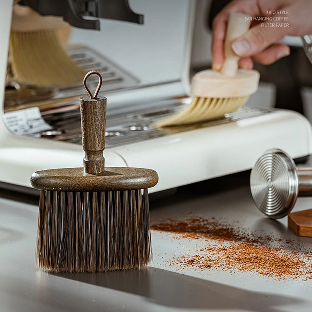 Solid Wood Coffee Brush Coffee Countertop Cleaning Brush Coffee Grounds Powder Broom Cleaning Brush Barista Accessories
