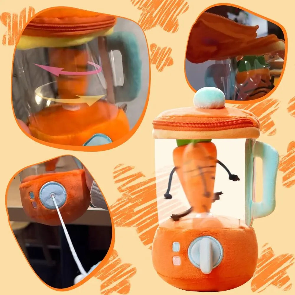 Cartoon Funny Carrot Juicer Plush Toy Drawstring Rotating Bag Pendants Carrot/Flower Blender Toy Stuffed Plush Toy Children Gift