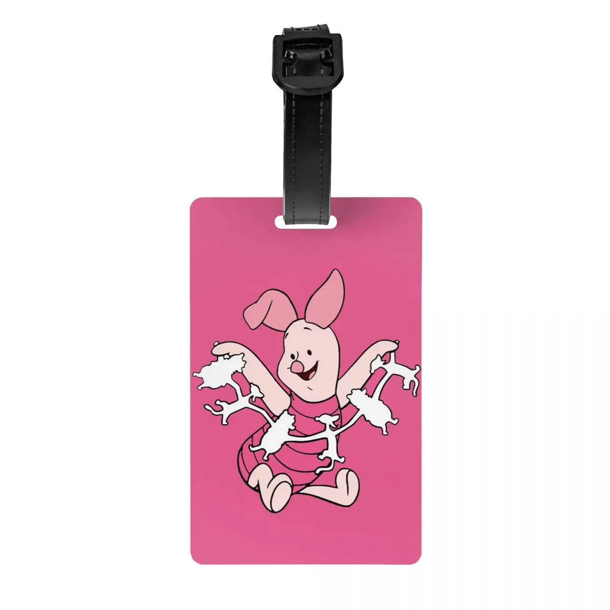 Custom Happy P-Piglets Anime Big Movie Luggage Tag With Name Card Privacy Cover ID Label for Travel Bag Suitcase
