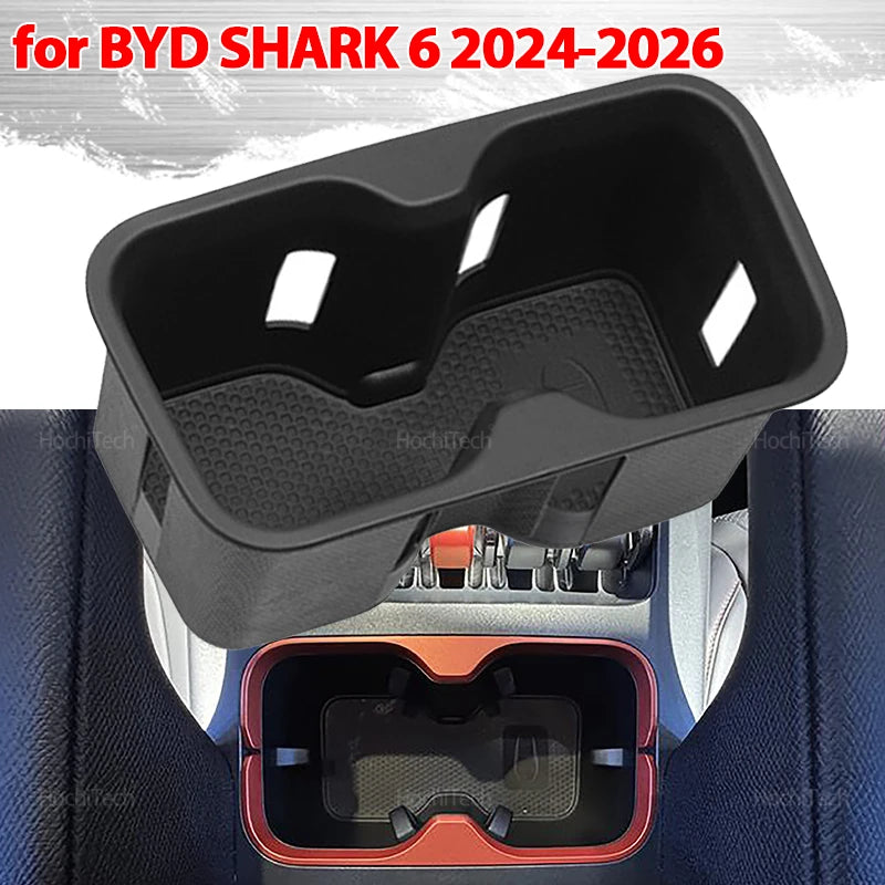 Car Water Cup Holder for BYD SHARK 6 2024 2025 2026 Anti-Slip Central Control Drinks Holder Storage Box Interior Accessories