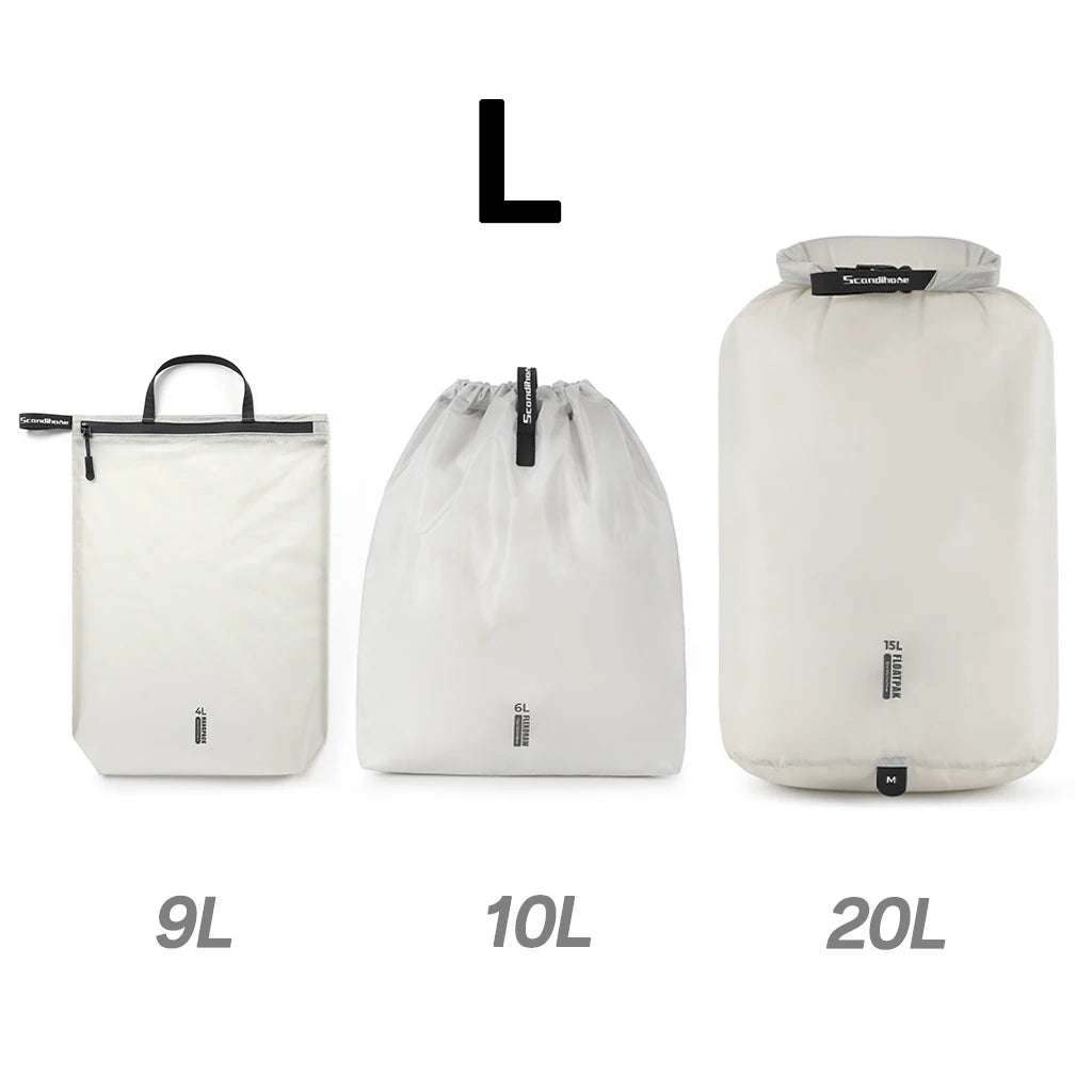15D Nylon Waterproof Travel Bag IPX5 Ultra-light Dry Bag Drawstring Pouch Zipper Storage Case for Swimming Fitness Outdoor Sport