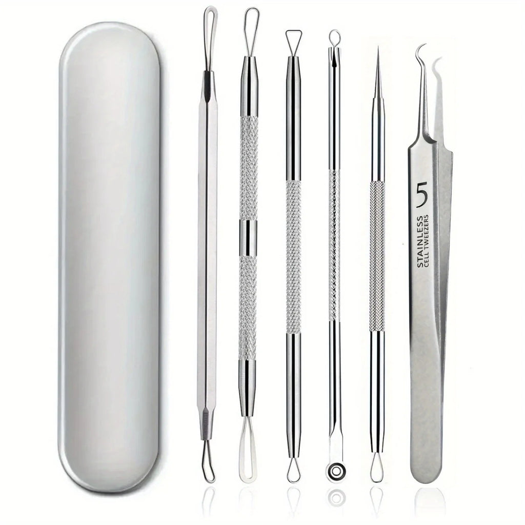 Blackhead Removal Tool Acne Extractor Acne Cleaning Kit, suitable for blemishes, white hole bursts, nose and face tools iron box