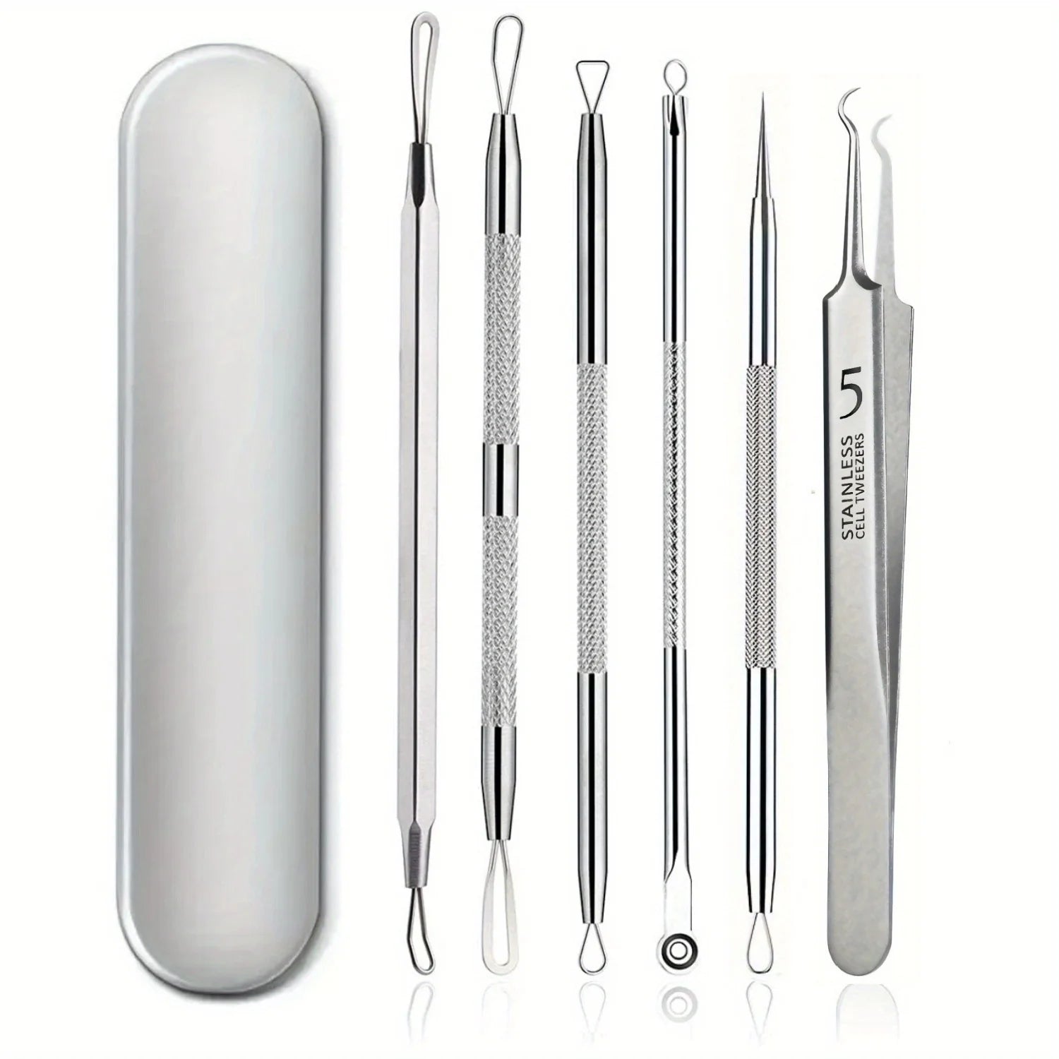 Blackhead Removal Tool Acne Extractor Acne Cleaning Kit, suitable for blemishes, white hole bursts, nose and face tools iron box