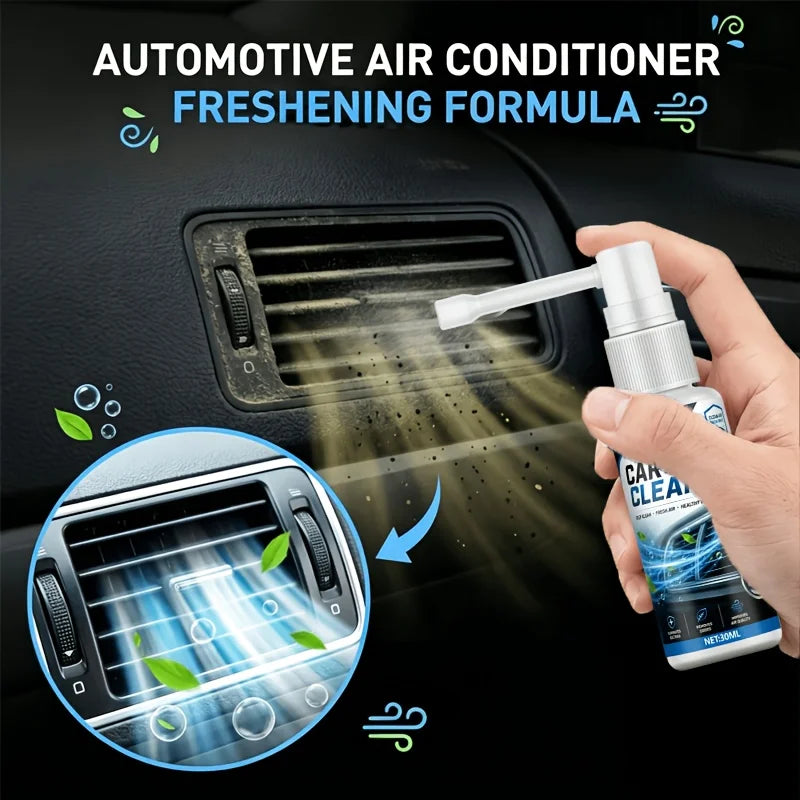 KJM Car AC Vent Cleaner Spray 30ML 2 Spray Modes Freshening Formula Dust Odor Remover Deep Clean For Vehicle Air Conditioner