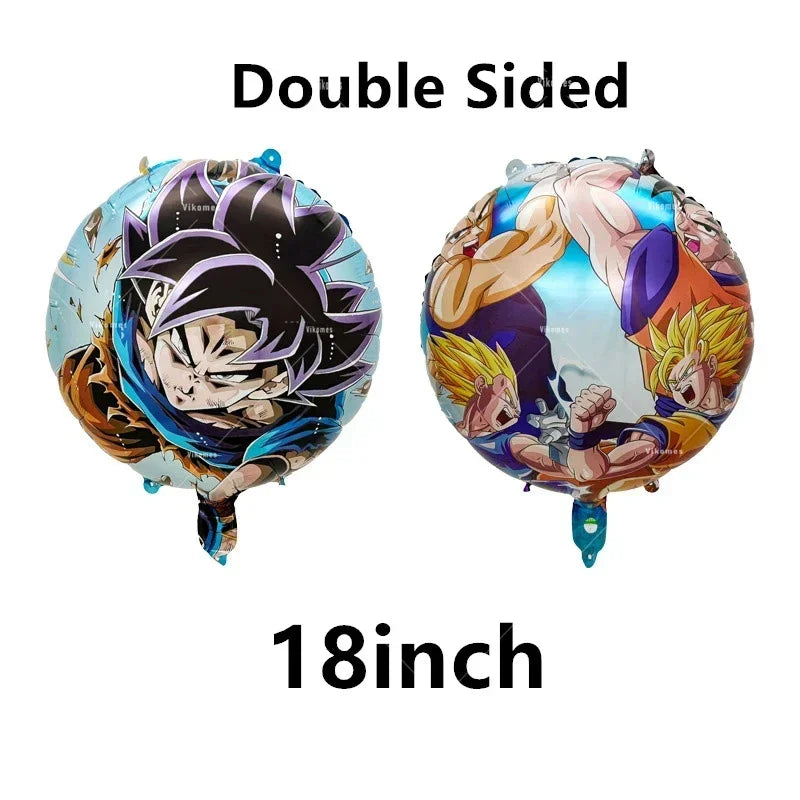 Dragoned Ball Z Balloons Happy Birthday Banner Goku Vegeta Ballons Party Decoration Plate Disposable Tableware Cake Topper Toy