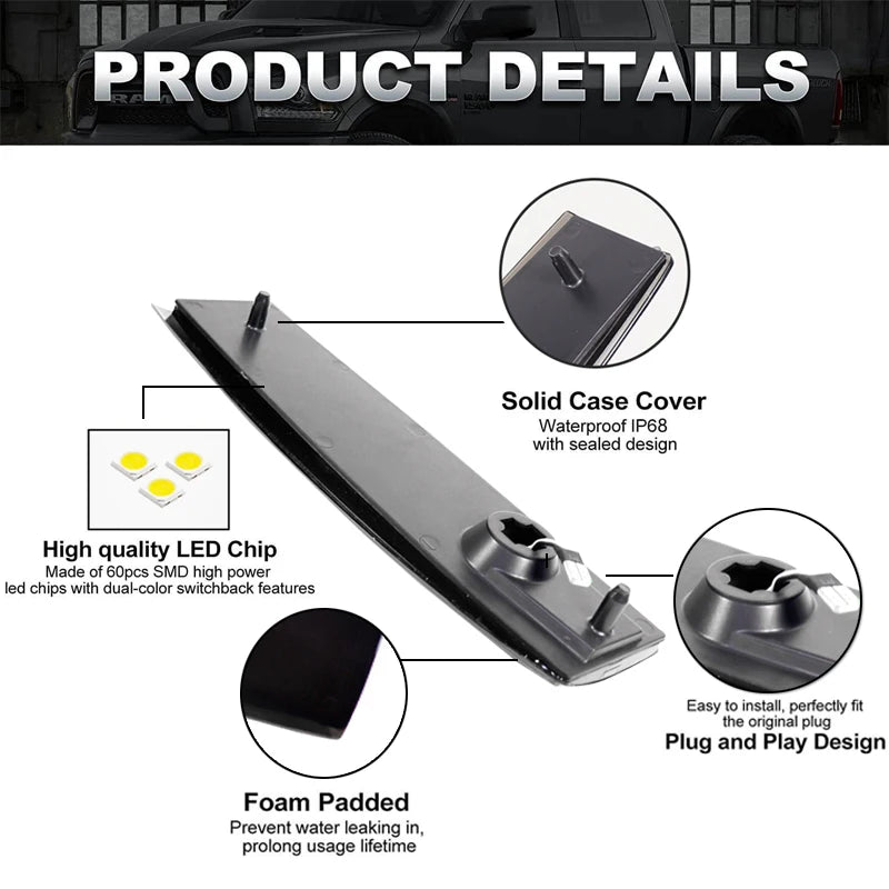 2x Car LED Front Side Marker Corner Lights For 1988-1993 GMCC1500 C2500 C3500 K1500 K2500 K3500 Turn SignalLights/Driving Lights