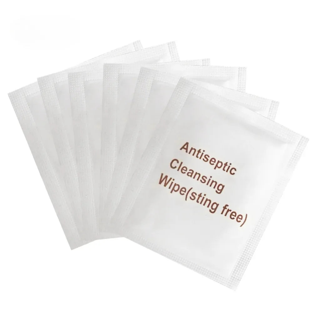 100Pcs Antiseptic Wipes Sting-Free Disposable First-Aid Non-Alcoholic Protective Cleaning Emergency Kit Travel Home Sterile