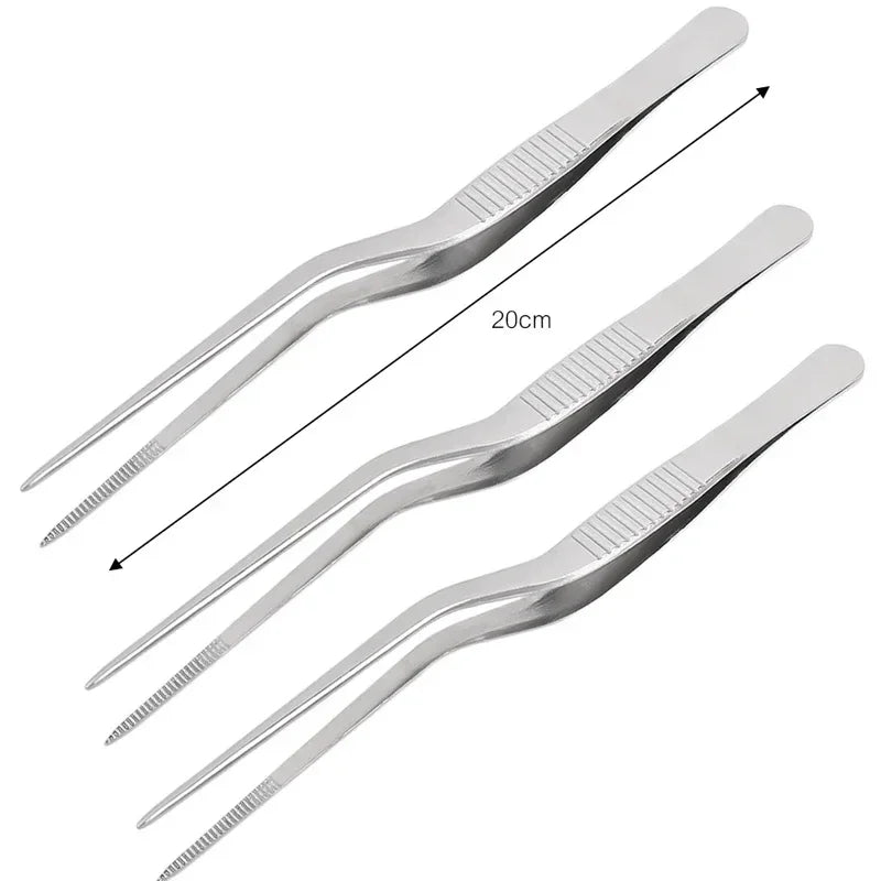 Kitchen Tongs Kitchen Utensil BBQ Tweezer Food Clip Kitchen Bar Chief Tongs Stainless Steel Portable for Picnic Barbecue Cooking