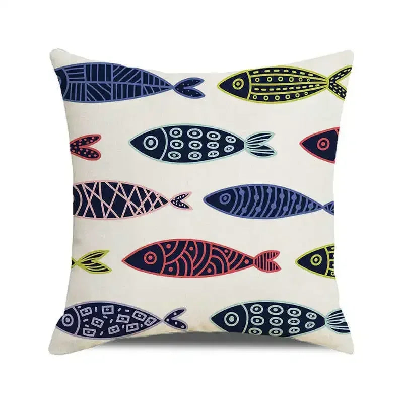 Ocean breeze and small fish pattern Double-sided Printed pillow cover Short plush Suitable living room sofas throw cushion cover