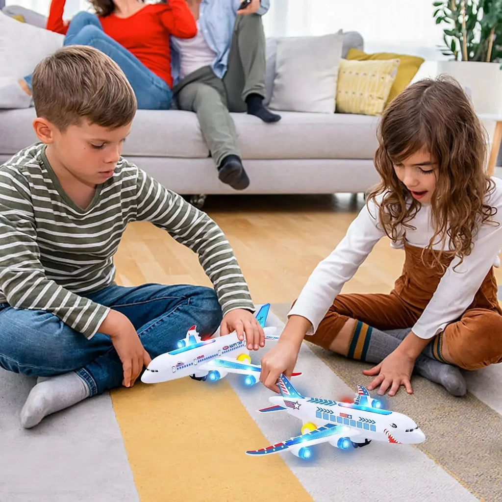 Plane Educational Toy Gift For Children Electronic Aeroplane Toy with Music Autopilot Flash Sound Aircraft Automatic Rotation