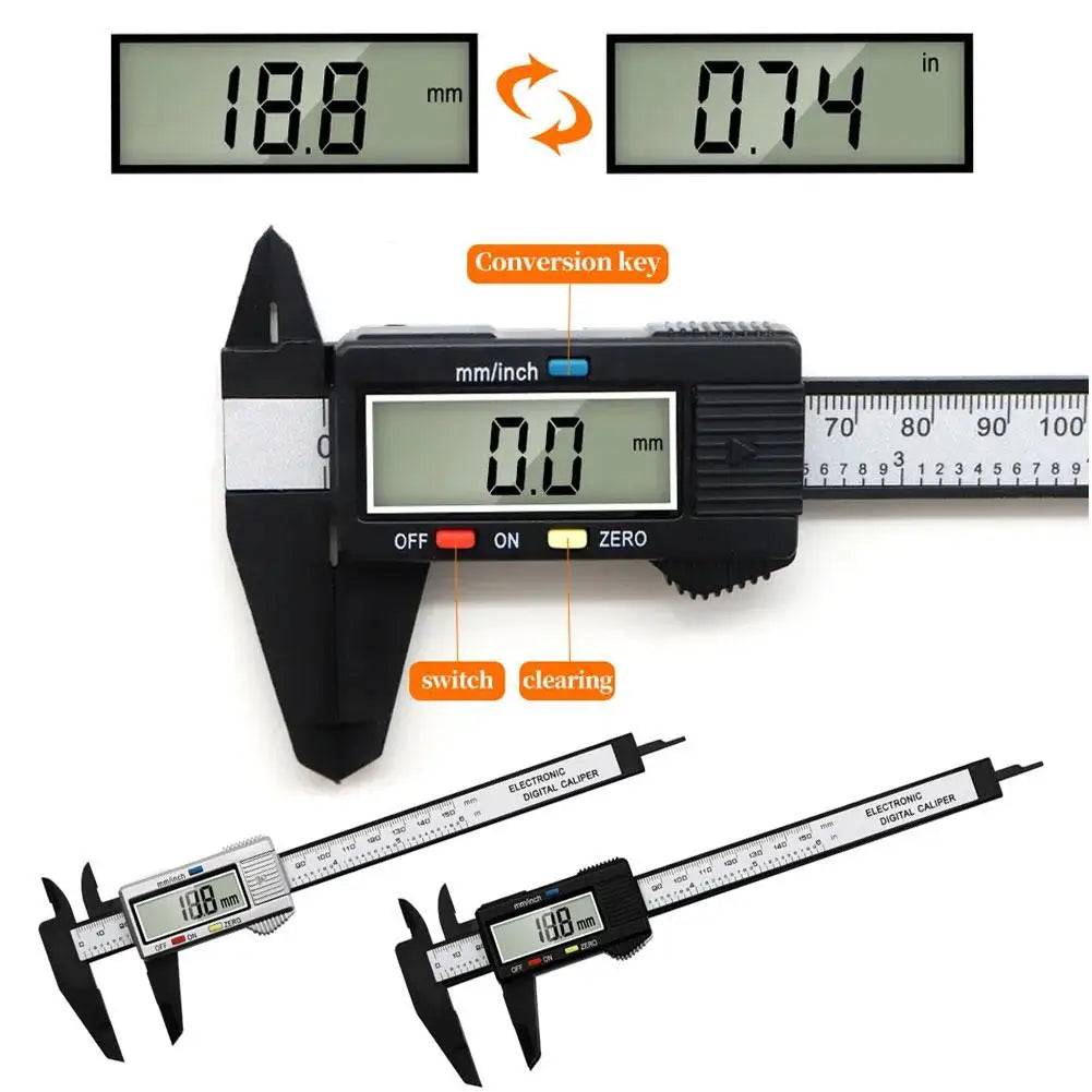 Electronic Digital Caliper Carbon Fiber Dial Vernier Caliper Gauge Micrometer Measuring Tool Digital Ruler