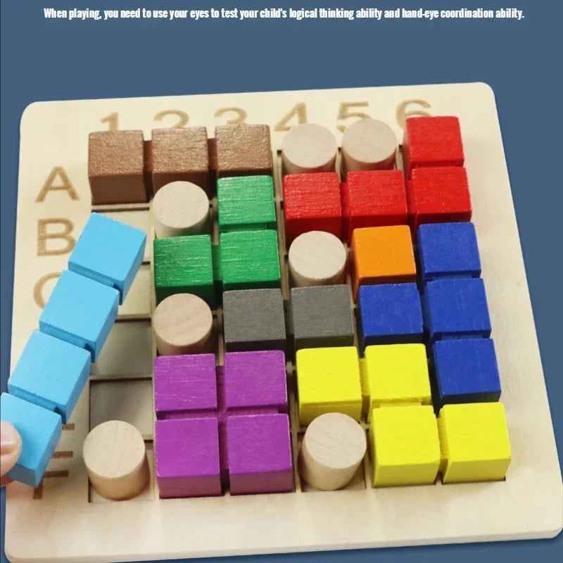 Children Wooden Magic Block Match Building Blocks Logical Thinking Training  genius square board game