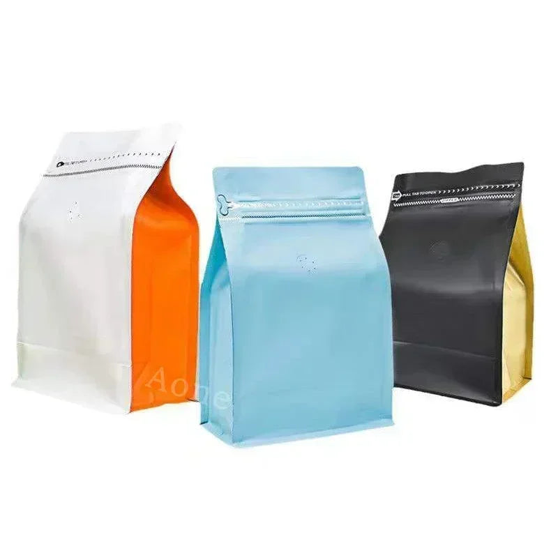 100pcs Wholesale 250g Coffee Bean Powder Bags with Valve Block Bottom 8oz Whey Protein Powder Food Packaging Food Storage Bags