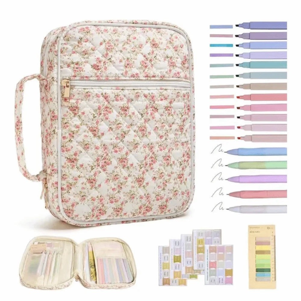 New Floral Design Bible Cover Case Zipper Pocket Handle Storage Bags Bible Cover Bag Prayer