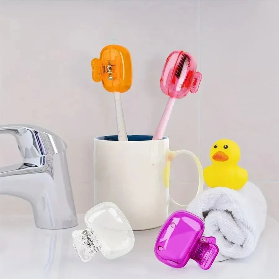 1/4PCS Portable Plastic Toothbrush Head Cover Clips Dustproof Head Protector Cap Travel Hiking Camping Bathroom Accessories