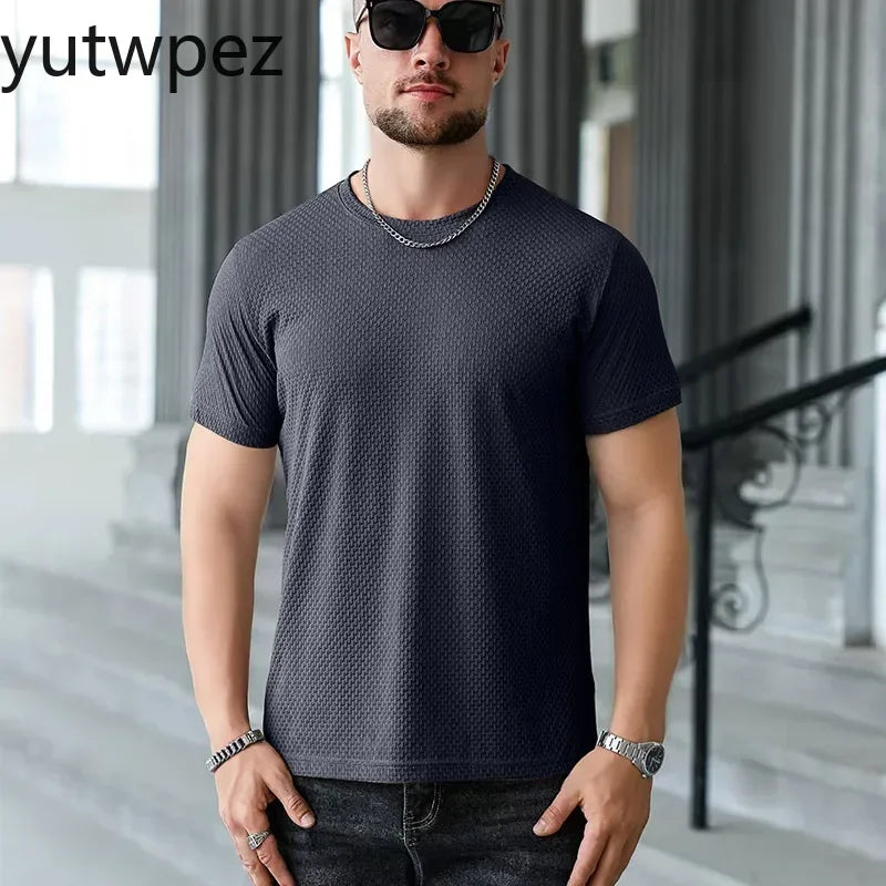 Outdoor Hiking Fitness Sports Running T-shirt Men Summer Ice Silk Thin Top Reflective Printing Quick Dry Breathable T-shirt 6XL