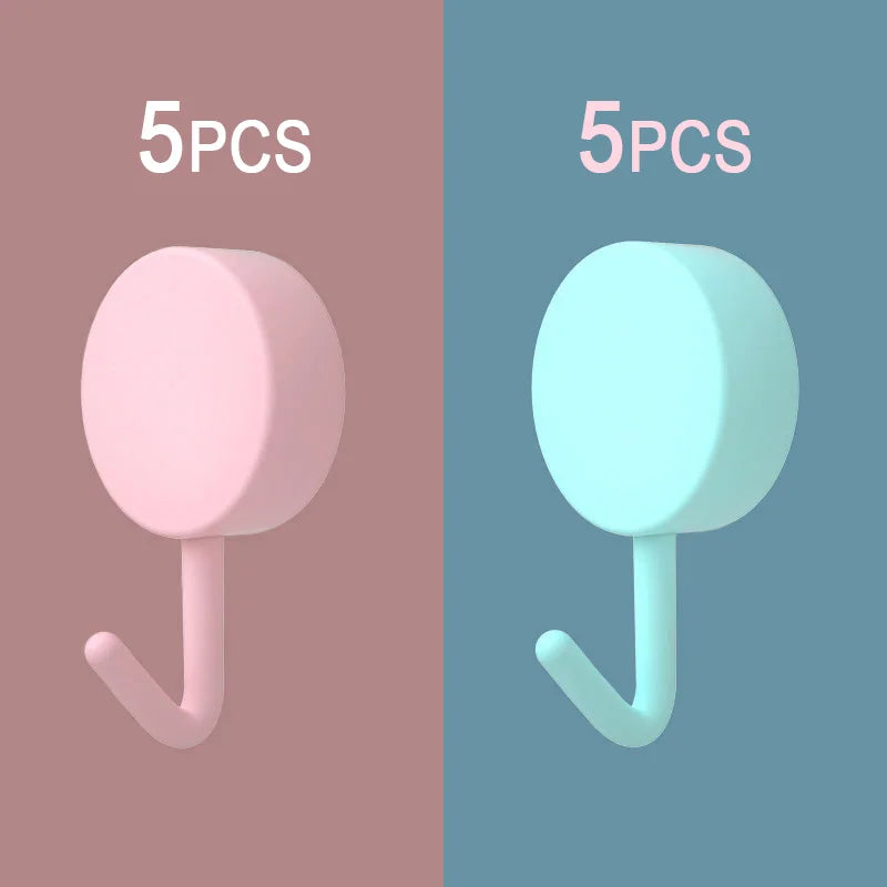 10Pcs Self Adhesive Wall Hook Strong Without Drilling Coat Bag Bathroom Door Kitchen Towel Hanger Hooks Home Storage Accessories