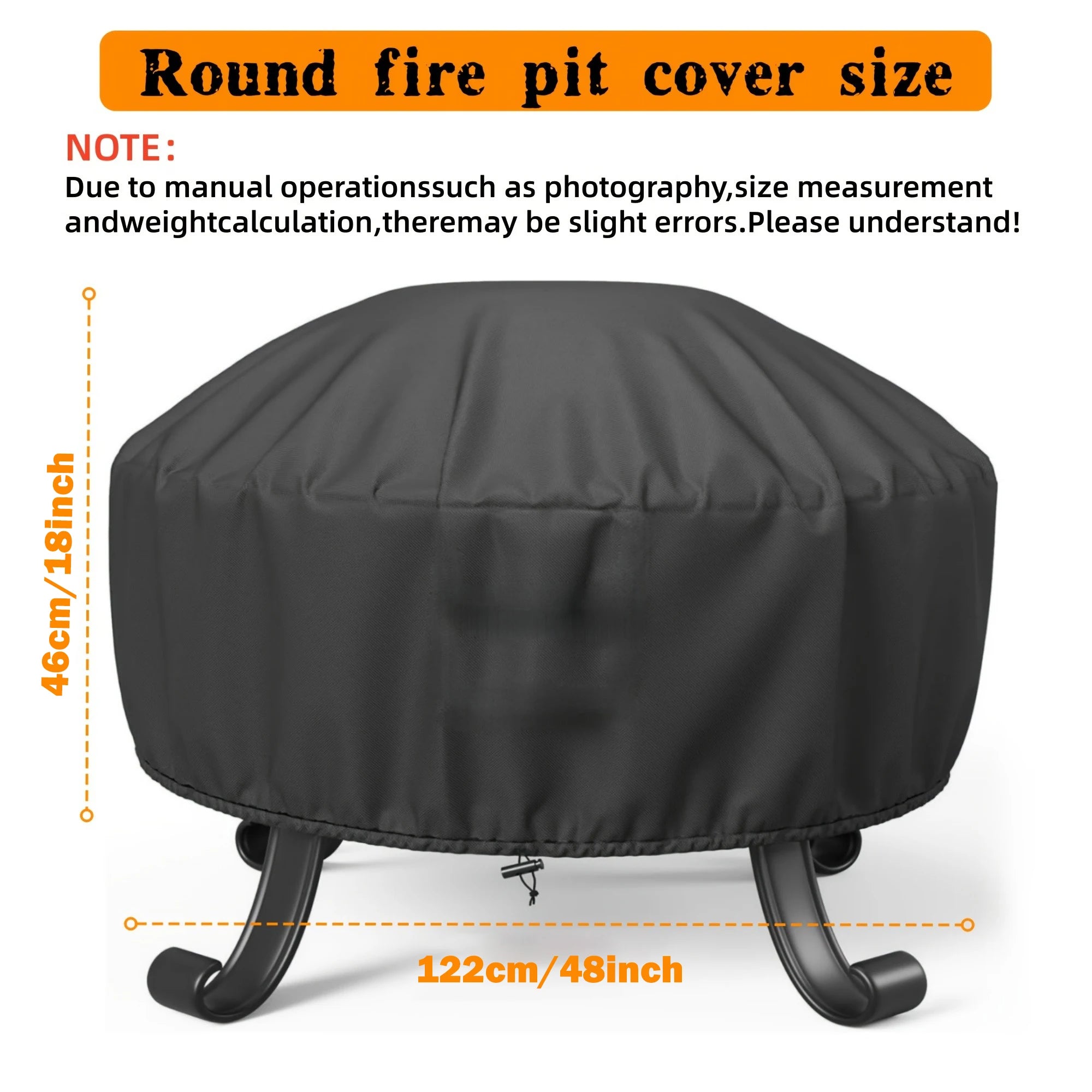 Round Fire Pit Cover, Waterproof Windproof Firepit Shield with Silver Coating & Drawstring, Fits Multiple Round Fire Pit Sizes