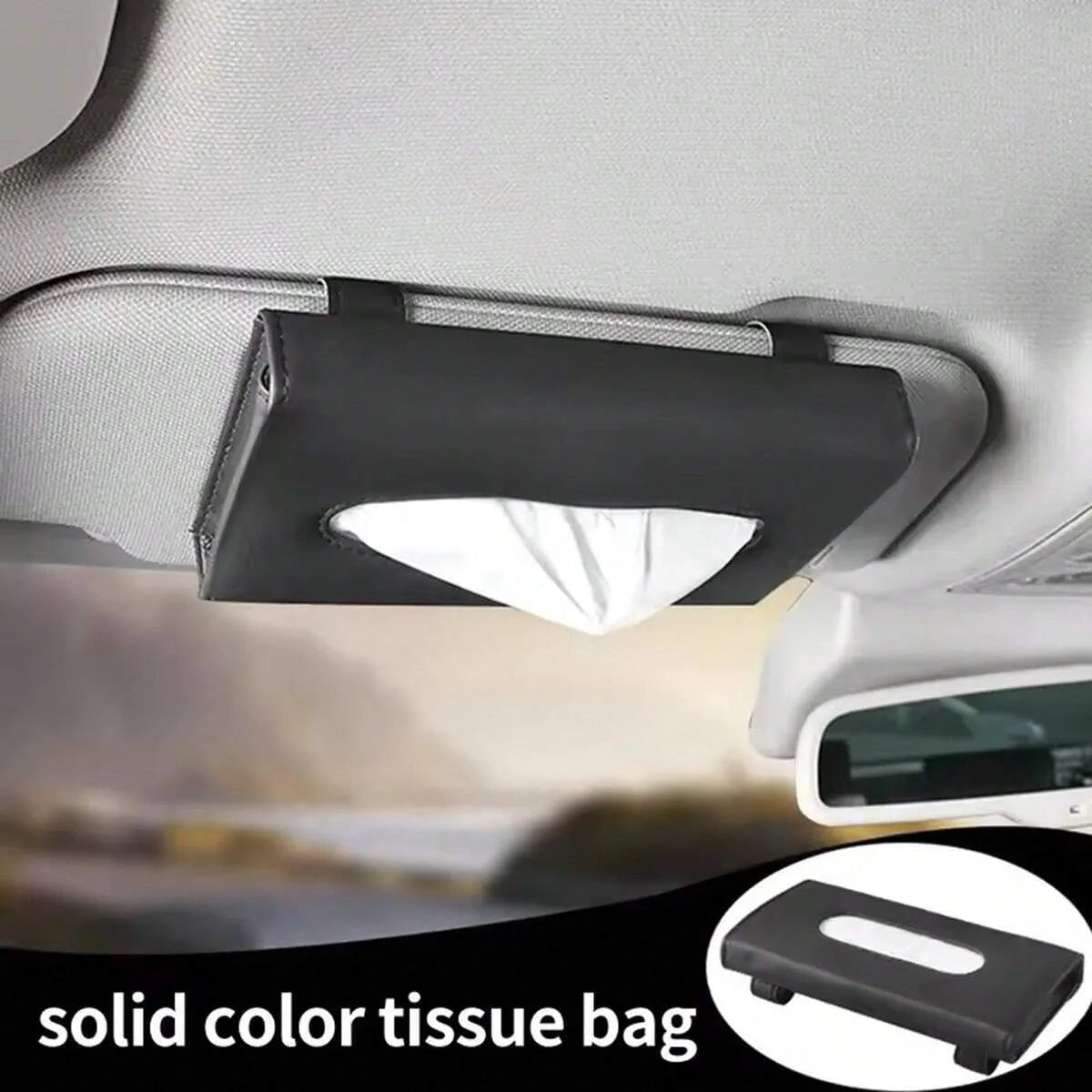 Car Visor Tissue Holder, PU Leather Car Hanging Tissue Box, General Car Interior Accessories for Most Cars