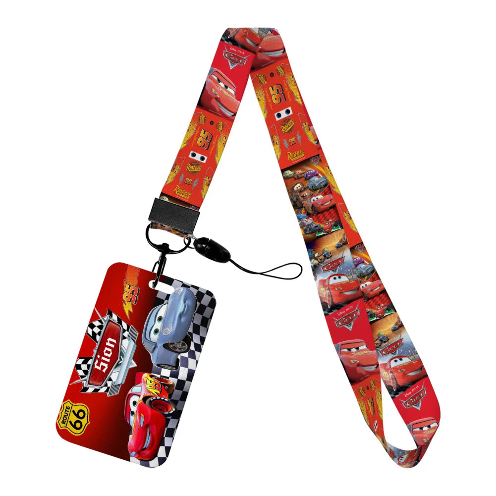 Cars Disney Movie Lightning McQueen New Arrvial Cute Cartoon Badge Holder ID Card Bus Card Holder Lanyard for Accessories Gifts