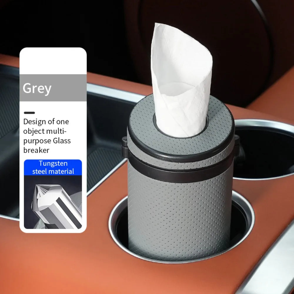 Durable Round Car Tissue Box Portable Multifunction Paper Storage Box Safety Broken Window Tissue Cup Universal