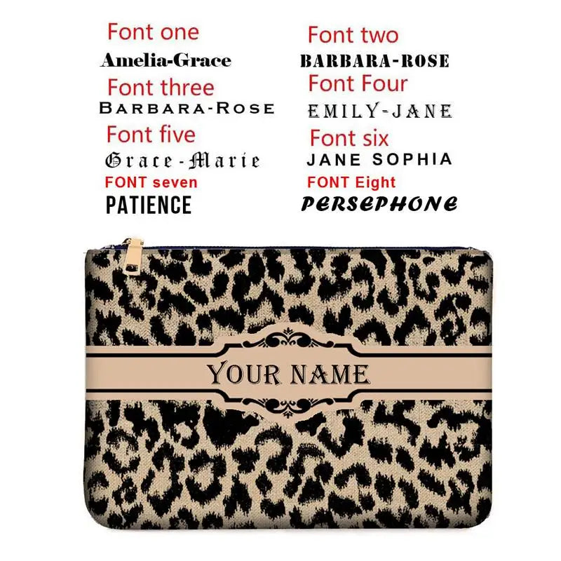Graceful Customizable Name Women's Canvas Clutch Makeup Bag Purse Party Weekend Vacation Travel Cosmetic Bag Mobile Pouch Wallet